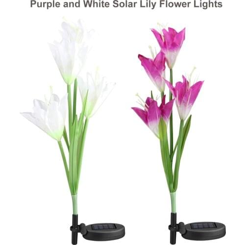 2pc Solar LED Lights For Garden Decoration Lights Decoration Color-changing Flower Light With Solar Panels Lily flower