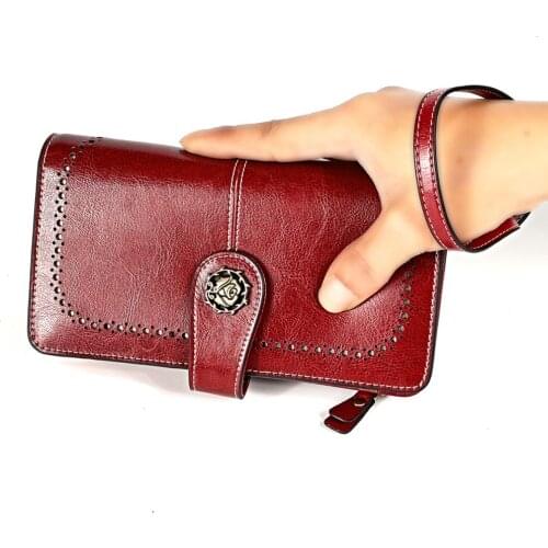 2020 Popular Large-capacity Multifunctional Long Ladies Wallet Anti-theft Brush RFID European and American Retro Leather Bag