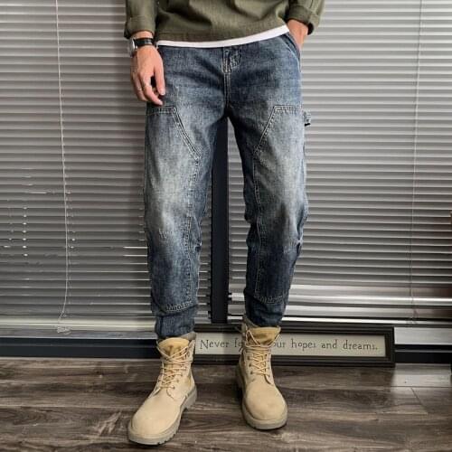2021 Spring Aummer Men Casual Jeans Denim Pants Male Fashion Loose Straight Pants Mens Streetwear Plus Szie Trousers W531