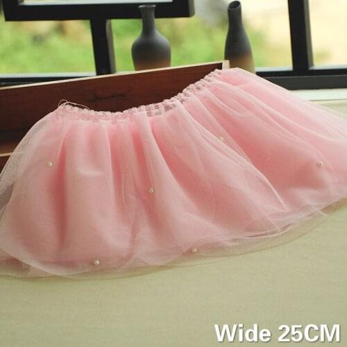 25CM Wide Luxury Double Layers Tulle 3d Lace Fabric Beaded Fringe Lace Edging Trim Curtains Wedding Dress Sewing Tassel Decor
