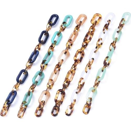 5pcs Handmade Acrylic Sunglasses Lanyard Neck Strap Paperclip Chains Leopard Oval Chain for Eyeglasses Chain Jewelry Making DIY