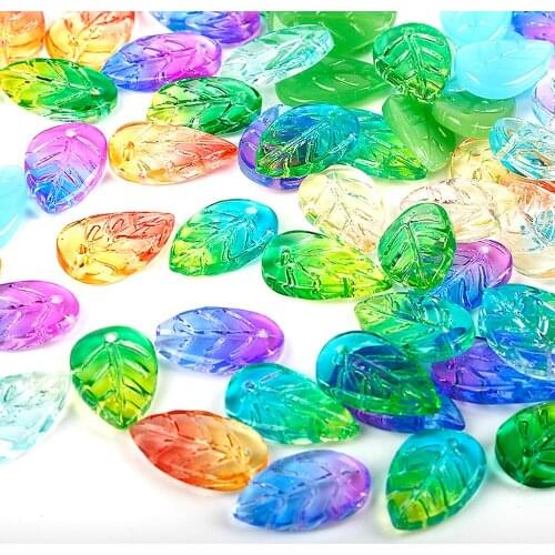 5Pcs Glass Tree Petal Shape Beads Glass Beads 18x11MM Loose Spacer Round Beads For Jewelry Making DIY