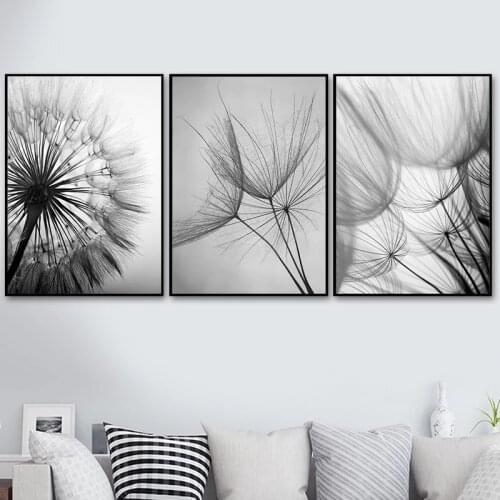 Abstract Dandelion Wall Art Canvas Painting Poster Modern Black White Life Quote Art Wall Print Picture Living Room Decor