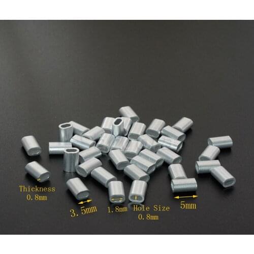 100pcs/pack 1/32"(0.8mm) Aluminum Cable Crimps Sleeves Cable Ferrule Stops for Snare Wire Rope Clip Fittings