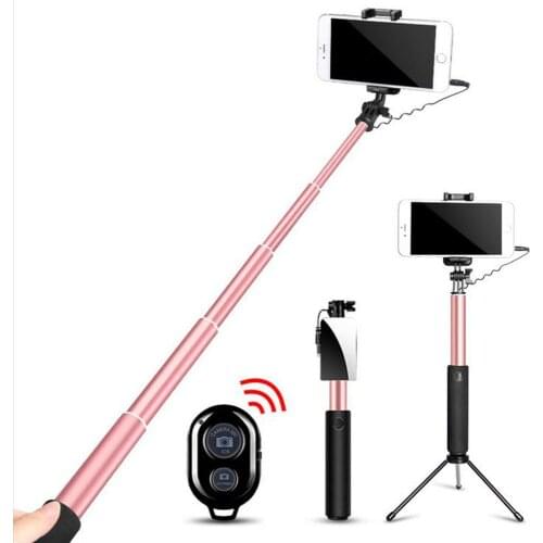 Aluminium Ally Extendable Selfie Stick Tripod with Detachable Wireless Bluetooth Remote and Tripod Stand For iPhone IOS Android