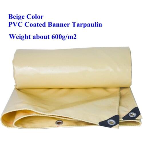 Beige Truck Canopy PVC Coated Banner Tarpaulin Rainproof Cloth Outdoor Awning Oxford Oilcloth Shade Sail Waterproof Repair Tape