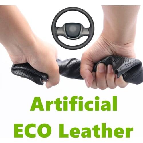 Hand stitched Black Artificial Leather Car Steering Wheel Cover for Smart Fortwo