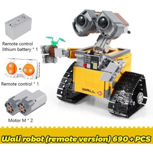 Disney RC Robot 687pcs Wall E Figure Building Blocks High-tech Figures Wall-e Model Diy Educational Toys For Children Kids