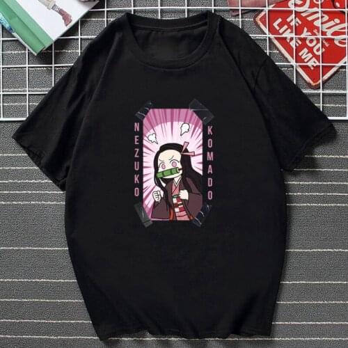 Demon Slayer Funny Cartoon T-shirt Unisex Cute Nezuko Komado Manga Tshirt Kawaii Graphic Harajuku Streetwear Hot Sale Anime Tees