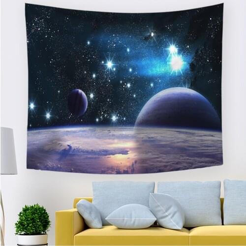 Hippie Planet Tapestry Psychedelic Cactus Wall Tapestry Mysterious Space Tapestry Magic Starry Stars Wall Hanging for Bedroom