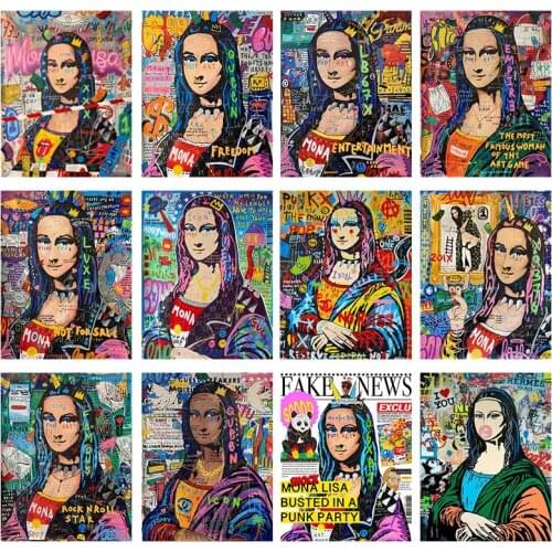 Mona Lisa Graffiti Art Posters Canvas Painting Modern Street Art Murals of Funny Characters Home Decor Living Room Decoration