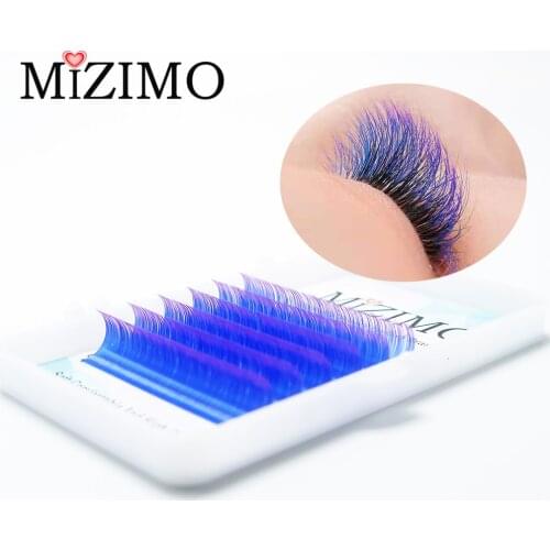 MIZIMO Personalized Color Grafted Eyelashes Blue Purple Two-color Artificial Mink Hair Handmade Eyelash Extension Tool