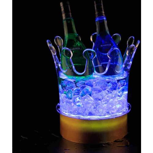 Crown Champagne Ice Bucket LED Beer Holder Bar Cooler Container Acrylic Transparent Ice Decorations
