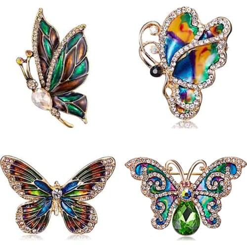 Crystal Butterfly Brooches for Men And Womens Metal Rhinestone Insects Enamel Pins Wedding Bouquet Brooch Accessories Gifts