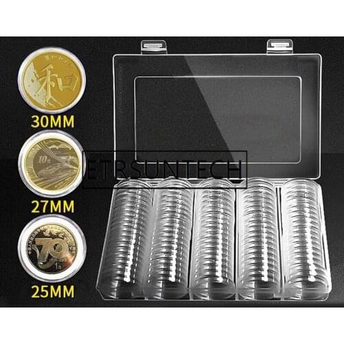 20sets 20/25/27/30mm Coin Capsules Round Plastic Coin Holder Box Case Container With Storage Organizer Box for Coin Collection