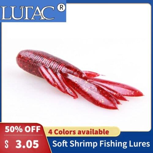 LUTAC Soft Shrimp Fishing Lures shrimp soft luresArtificial Lures Silicone Fishing Lure Trout 80mm 7.7g