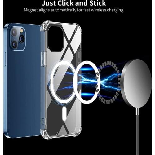 ILEPO Magnetic Clear Case for iPhone 12 Pro Max Mini Drop Protection Magsafing Support Wireless Charging Mobile Phone Cover