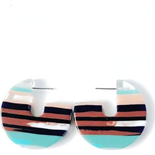 New Design Fashion Sweet Geometric Resin Mixed Color Cute Stud Earring