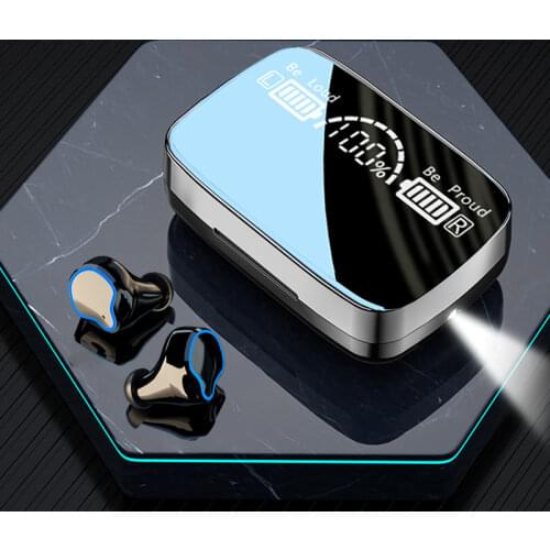 Bluet Earbud Wireless Headsets Bass Stereo Flashlight 2200mAh Charging Box Noise Cancelling Earphone for iphone Xiaomi Samsung