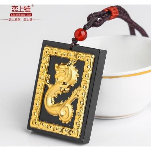 Real handcarved black jade pendant inlaid 999 gold dragon pendants jadeite jade necklaces jade jewelry jade necklace women men