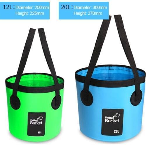 12L 20L Portable Bucket Water Storage Bag Outdoor Trave Camping Waterproof Water Bag Fishing Multifunction Folding Bucket