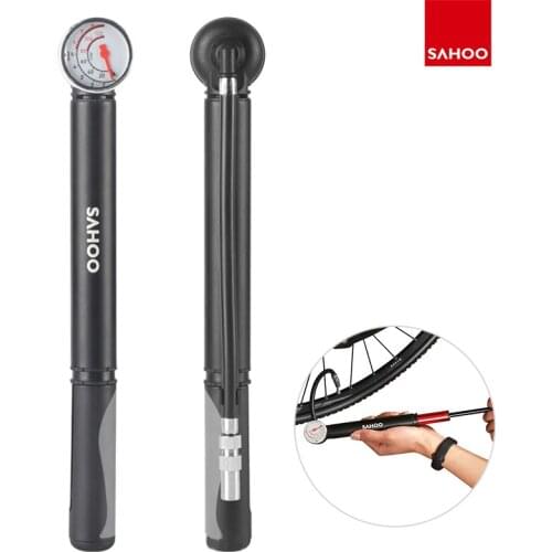 120 PSI Portable Lightweight Bicycle Air Pump with Gauge Aluminum Alloy Air Shock High Pressure Bike Pump Inflator