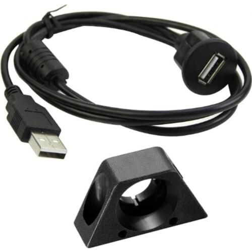 Professional USB 2.0 Socket Panel Extension Cable Car Dash Board Mount One Male to One Female New Hot
