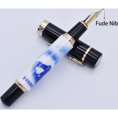 Jinhao Calligraphy Fountain Pen Bent Nib Classical Mount Everest Painting, Fude Big Size Writing Gift Pen for Office School