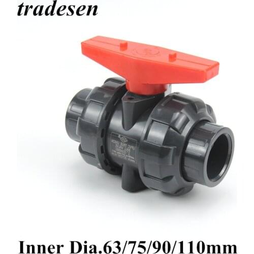 1pc PVC Ball Valve Union Valve PVC Water Pipe Connector Plumbing Hose Fittings Slip Shut Valve Inner Dia63mm 75mm 90mm 110mm