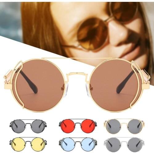 Women Men Round Metal Frame Sunglasses Retro Vintage Cyberpunk Style Eyewear Frame Sunglasses Retro Vintage Cyberpunk Style Eyew