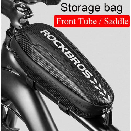 ROCKBROS Hard Shell Bicycle Frame Front Tube Bag Rainproof MTB Road Folding Bike Top Tube/Saddle Bag Large Capacity Storage Bags