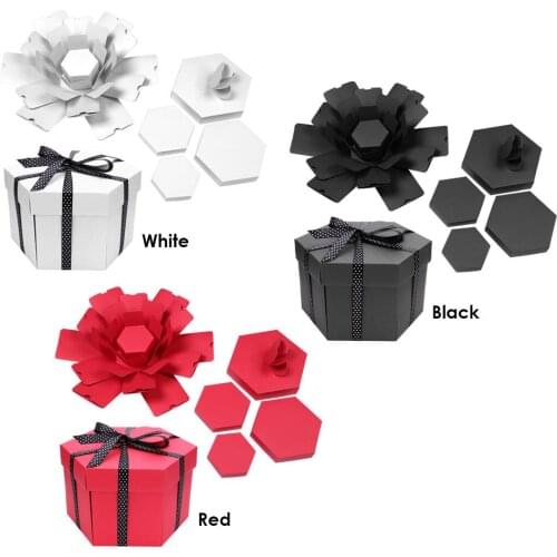 Creative Hexagonal Surprise Explosion DIY Handmade Photo Album Box Scrapbooking Memory Box Birthday Valentine Day Wedding Gift