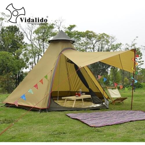 Ulterlarge Ultralight Aluminum Poles 3-4 Person Waterproof Teepee Tent Large Gazebo Barraca Namiot Carpas De Camping