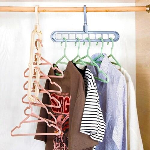 9 Holes Magic Clothes Hanger Space Saving Closet Hooks Multi-function Folding Laundry Drying Rack Plastic Laundry Accessories