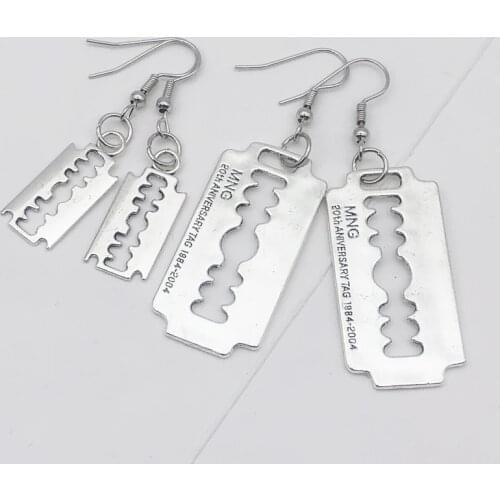 Funny goth Punk Blade Earrings for Men Women Rock A Razor Blade Earrings e girl 90s grunge aros aesthetic accessories Jewelry