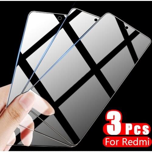 3Pcs Full Cover Protective Glass Xiaomi Redmi Note 10 7 5 8 Pro 8T 9 Pro Max Tempered Glass Screen Protector on Redmi 9