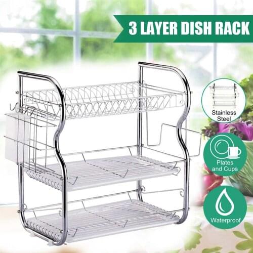 2/3 Tiers Multifunctional Dish Drainer Cutlery Cup Drying Holder Rack Stainless Steel Drainer Tray Kitchen For Kitchen ware Mug
