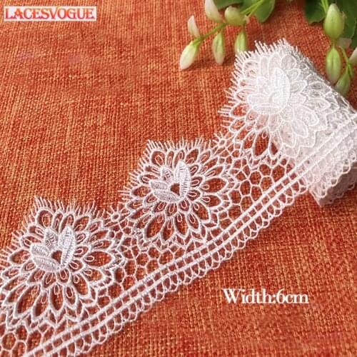 19 Yards 6cm Embroidery Lace Trim Handmade DIY Garment Needlework Sewing Accessories Fabric Clothing Decoration 201
