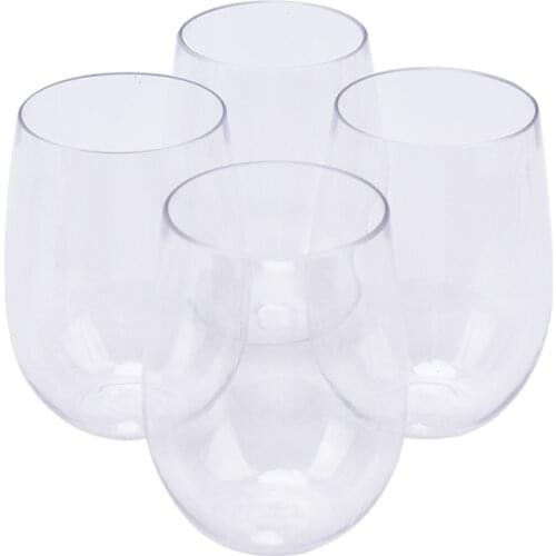4pc/Set Shatterproof Plastic Wine Glass Unbreakable PCTG Red Wine Tumbler Glasses Cups Reusable Transparent Fruit Juice Beer Cup