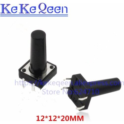 50Pcs/Lot 12*12*20mm 12x12x20MM Touch Button Micro Switch Direct Plug-in Self-reset 12*12*20 keys button DIP 4PIN 12*12*20
