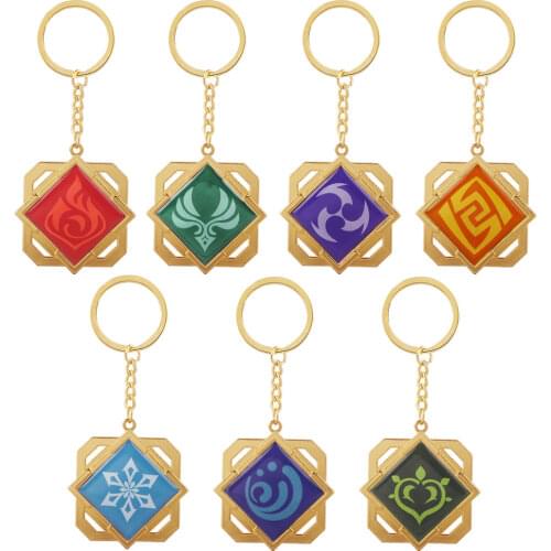 Genshin Impact Anime Keychain Gods Eye Element Vision High Quality Metal Key Ring for Women Man Car Bag Pendant Decoration