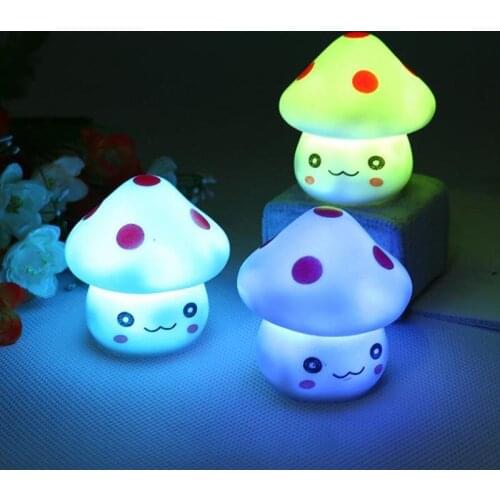 Wireless LED Night Light Battery Low Mini Bedroom Light Decorative Light Color Mushroom Shape For Child Bedroom Light Lighting