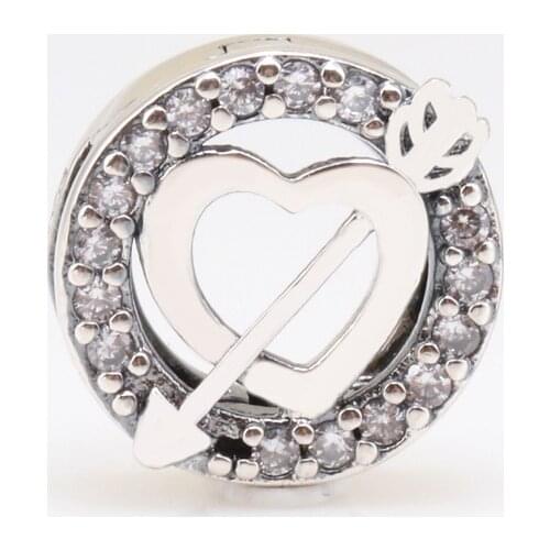 Bewill Authentic S925 Silver R series love at first sight and One arrow fixation clip Beads Fit Original Bracelet