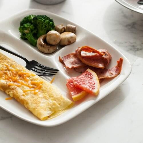 Rice Dishes breakfirst dinnerware ceramic plates special design check bowl fast food tray white plate home decor household tray