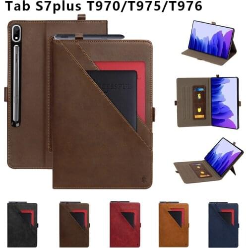 S7 Plus Case For Samsung Galaxy Tab S7 Plus T970 T975 12.4'' Cases Leather Card Holders Stand Cover Skin Protective Shell Fundas