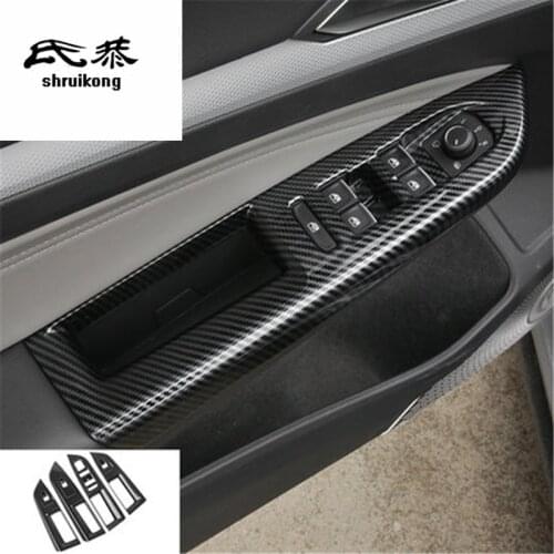 4pcs/Lot ABS Carbon Fiber Grain Car Window Lift Panel Decoration Cover For 2020 2021 Volkswagen VW GOLF 8 MK8