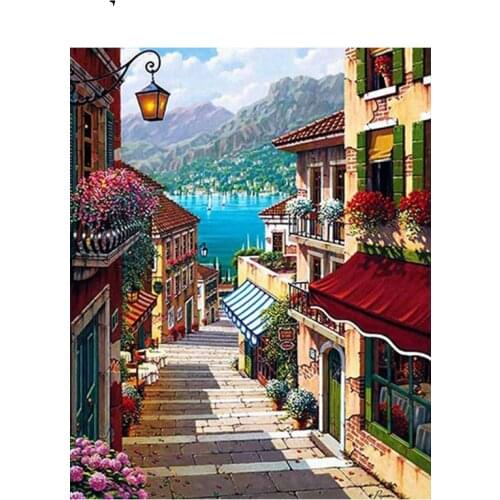 Small Town Paintings By Numbers DIY Pictures Oil Coloring By Numbers Set Gift Drawing By Numbers Canvas Decor New Arrivals