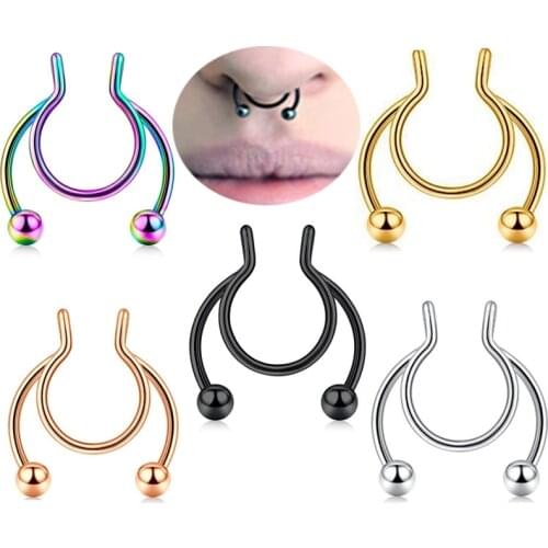1pcs Nose Ring Nose Clip Medical Stainless Steel Hot Sale Nasal Septum False Nose Ring Piercing Jewelry 2020 New