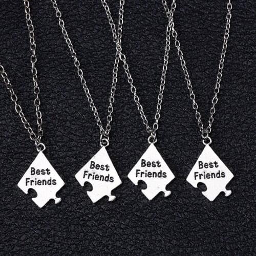 Best Friend 4 Piece Set Pendant Necklace Bff Friendship Letter Good Necklace Mens Womens Choker Jewelry Gift