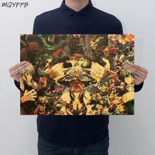 Anime My Hero Academia Character collection Kraft Paper Poster Home Room Bedroom Wall Decoration Painting Core 50.5x35cm